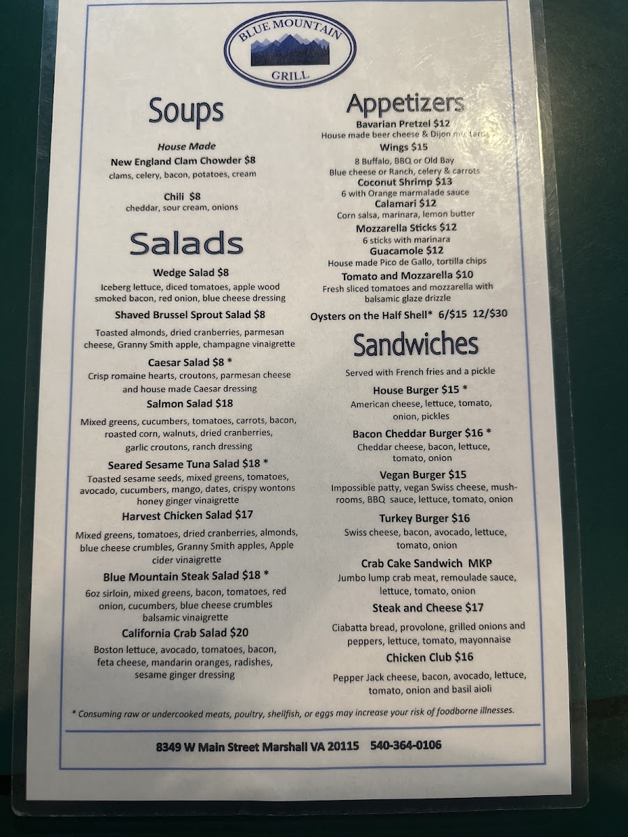 Blue Mountain Grill Menu Photo 3