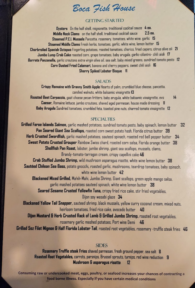 Boca Fish House Menu Photo 2