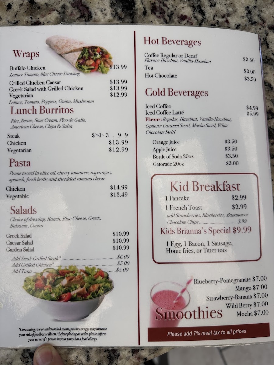Brianna's Cafe Menu Menu Photo 1