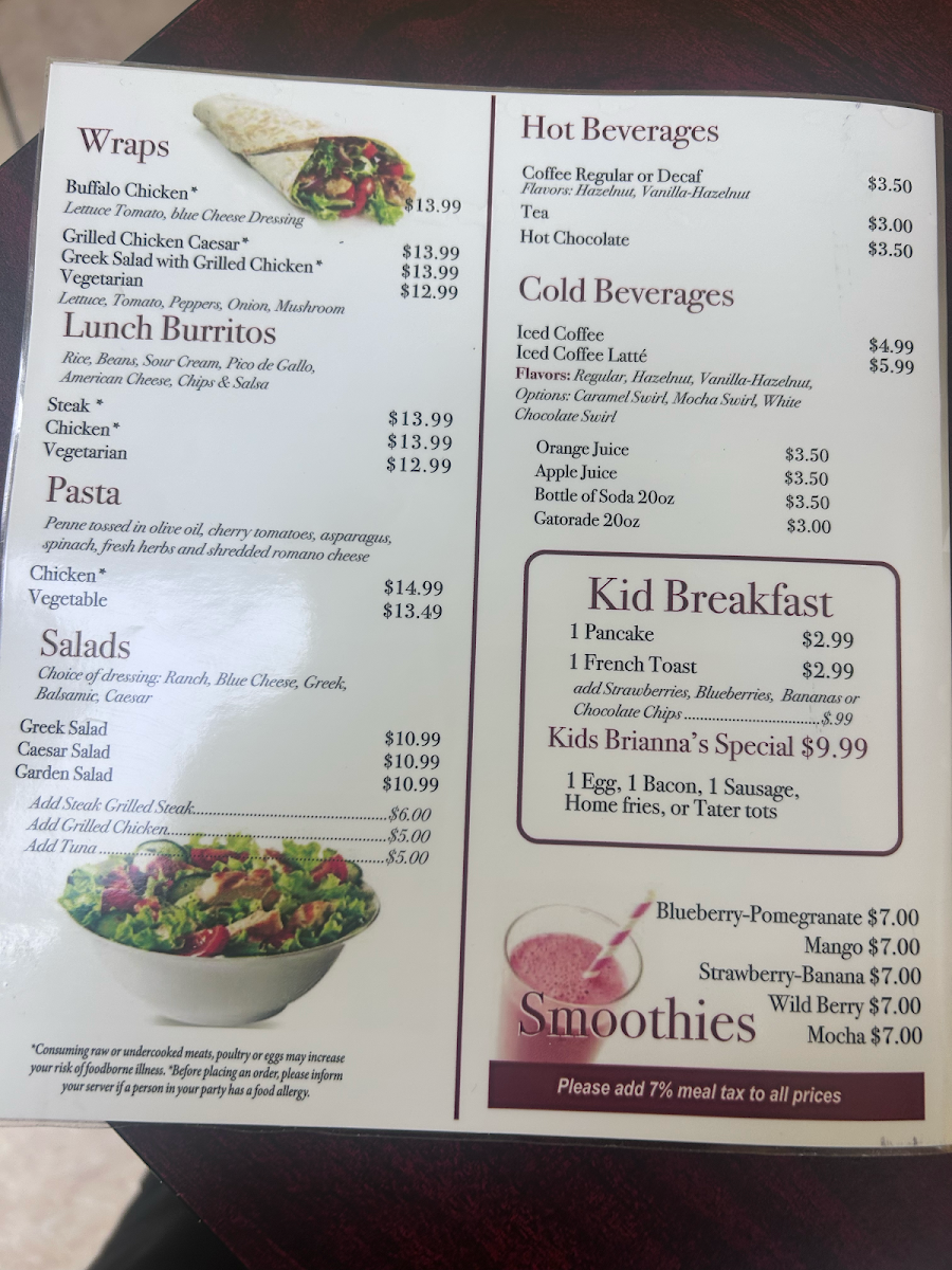 Brianna's Cafe Menu Menu Photo 2