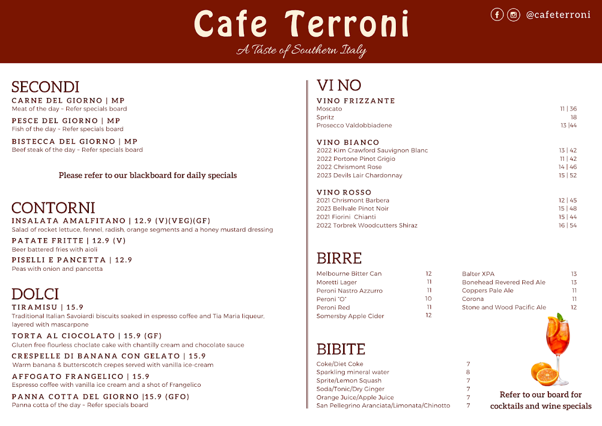 Cafe Terroni Menu Photo 2