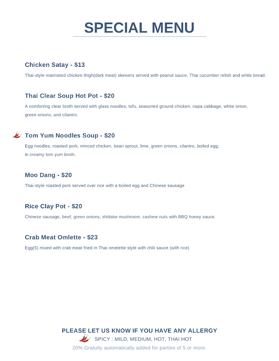 Camin Thai Cuisine Menu Photo 1