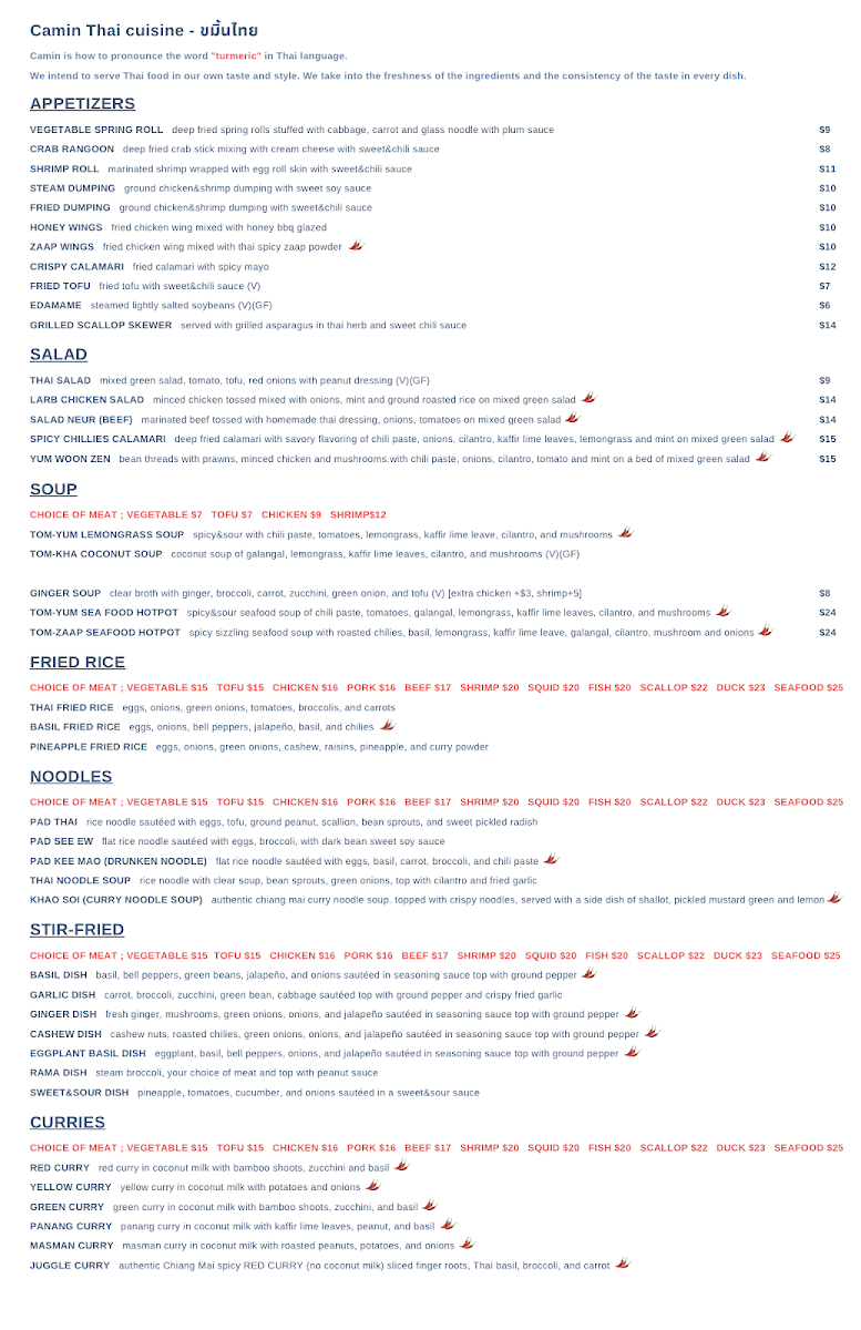 Camin Thai Cuisine Menu Photo 2