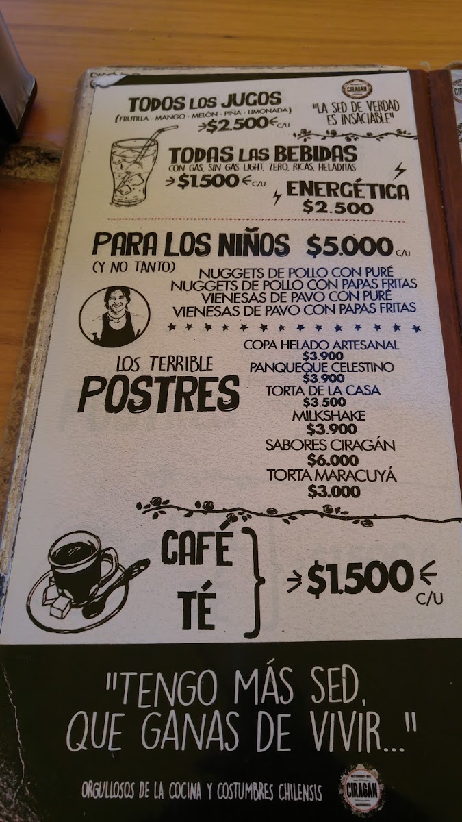 Ciragán Menu Photo 1