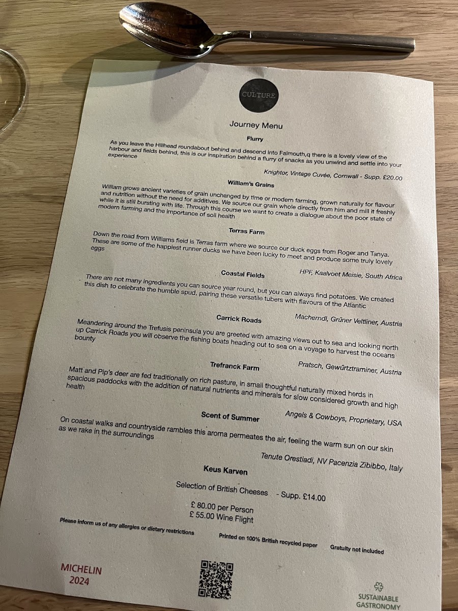 Culture Restaurant Menu Photo 1