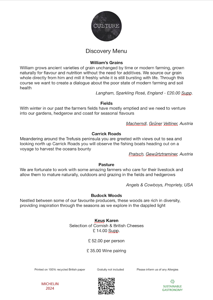 Culture Restaurant Menu Photo 4