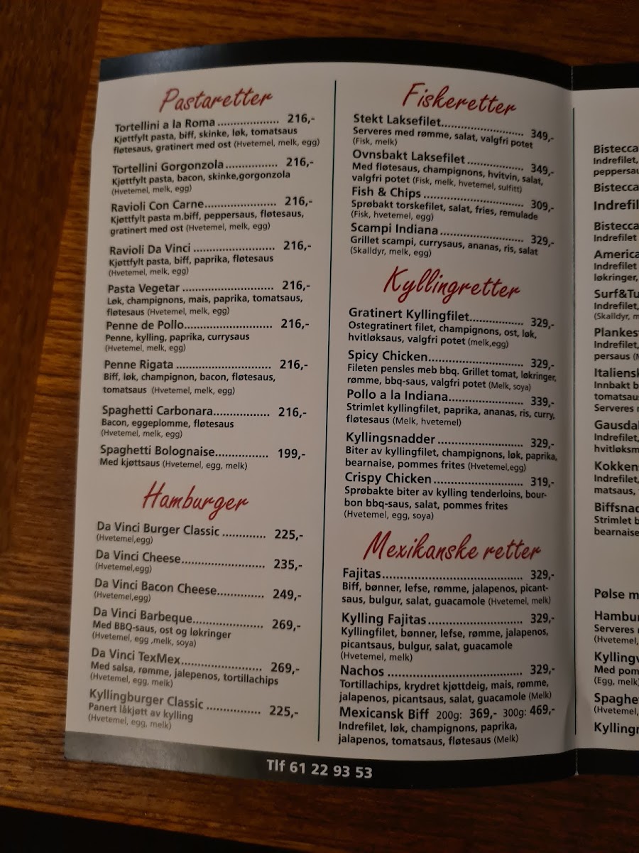 Da Vinci Restaurant Og Pizzeria Cengiz Murat Menu Menu Photo 3