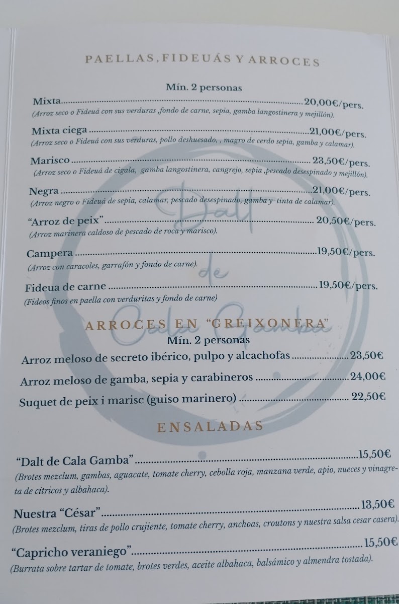 Dalt De Cala Gamba Menu Photo 1