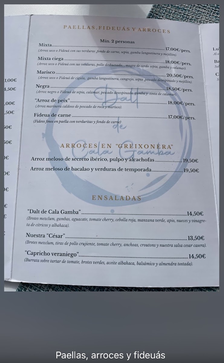 Dalt De Cala Gamba Menu Photo 3