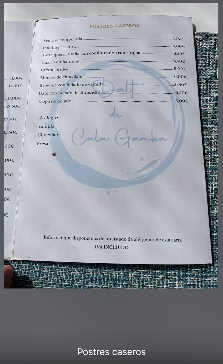 Dalt De Cala Gamba Menu Photo 4