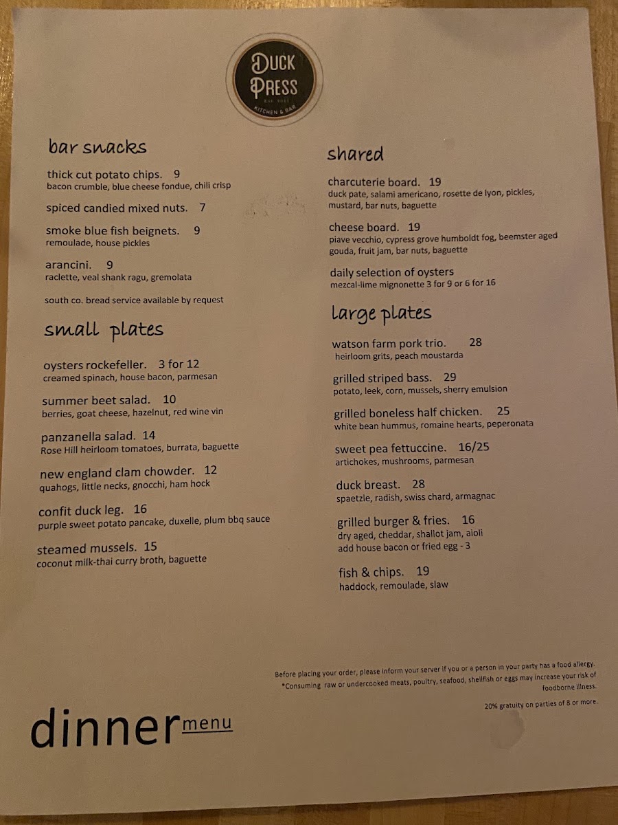 Duck Press Menu Photo 2