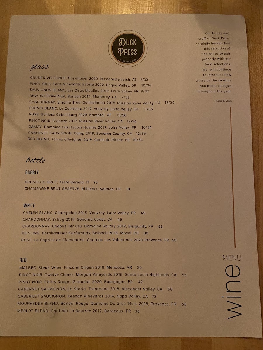 Duck Press Menu Photo 3