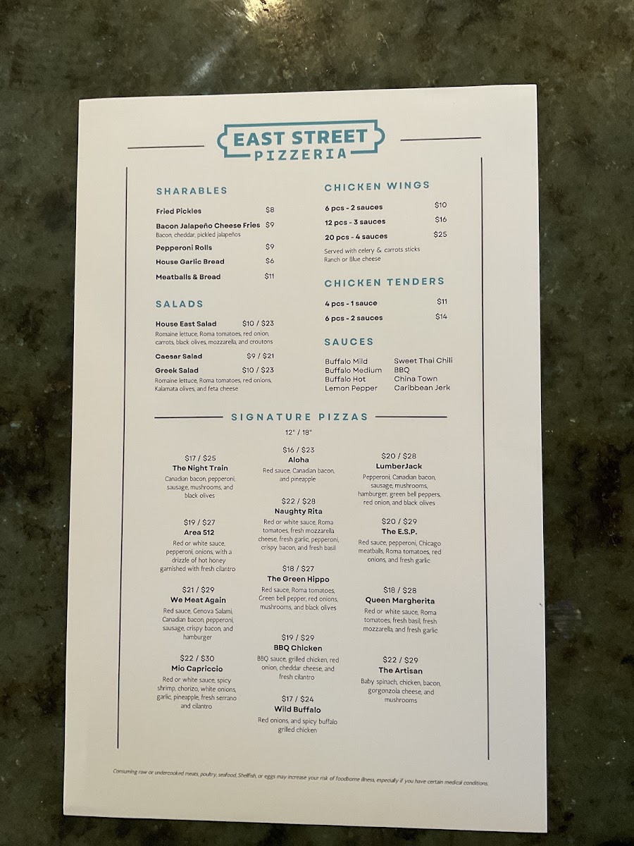 East St Pizzeria Menu Photo 1