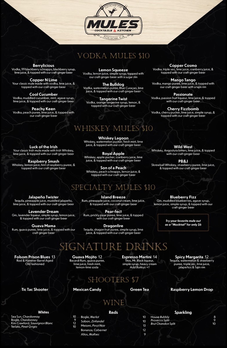 House Of Mules Cocktails & Kitchen Menu Photo 2