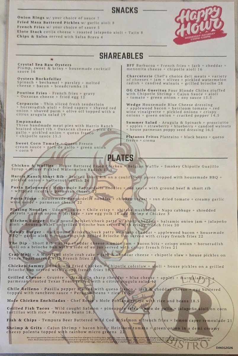 Lady R Bistro Menu Photo 1