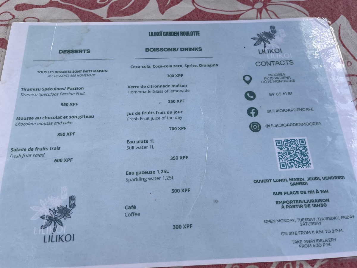 Lilikoi Garden Cafe Menu Photo 3