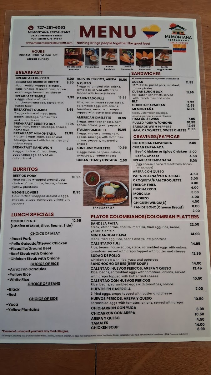 Mi Montaña Restaurant Menu Photo 3