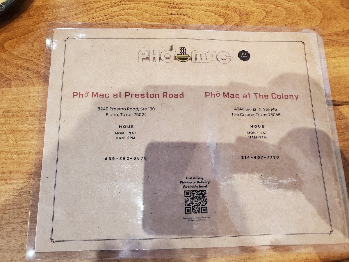 Pho Mac Menu Photo 2
