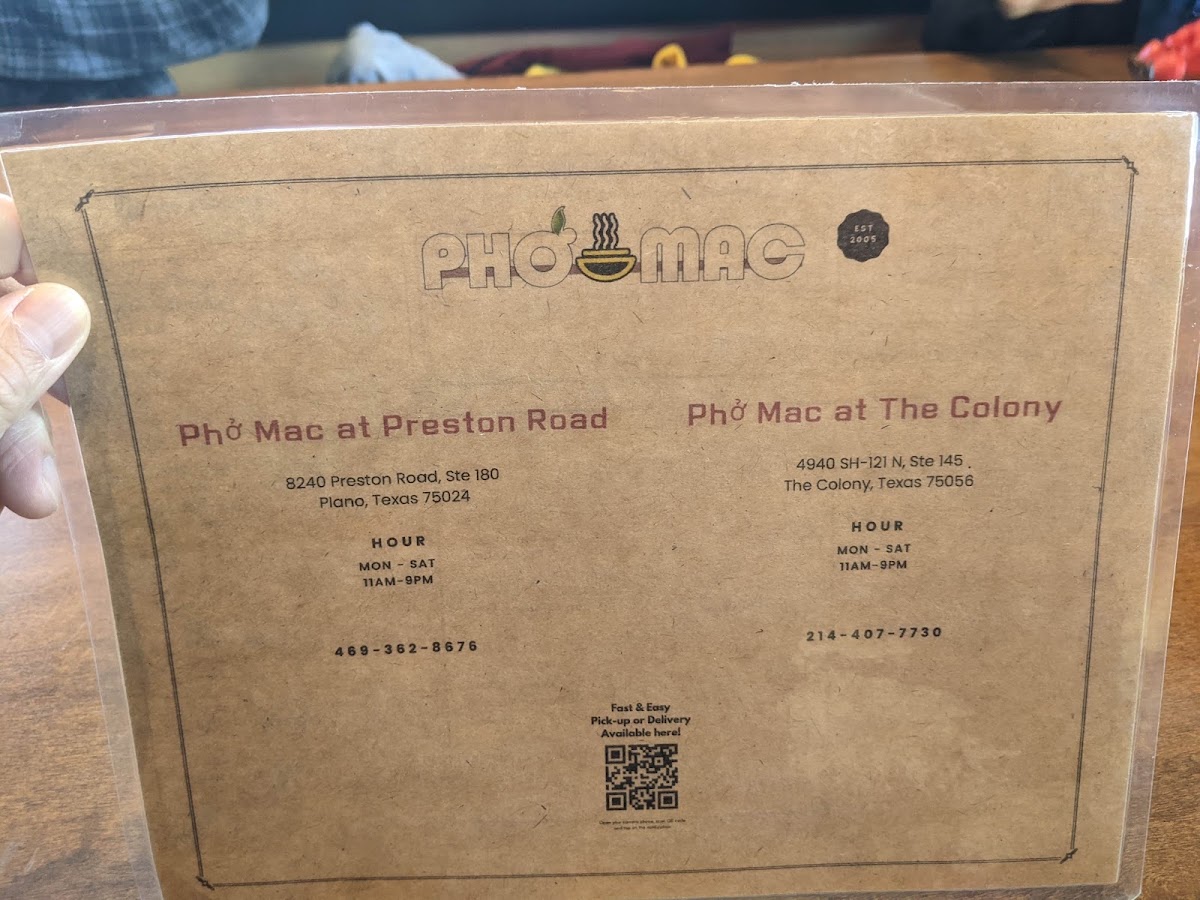 Pho Mac Menu Photo 3