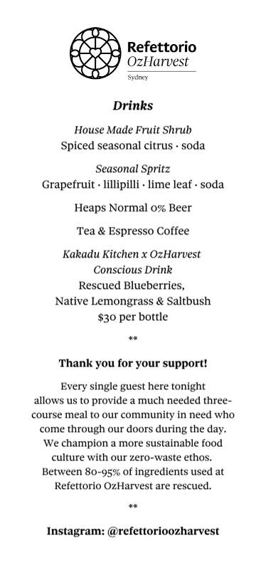 Refettorio Ozharvest Sydney Menu Photo 1