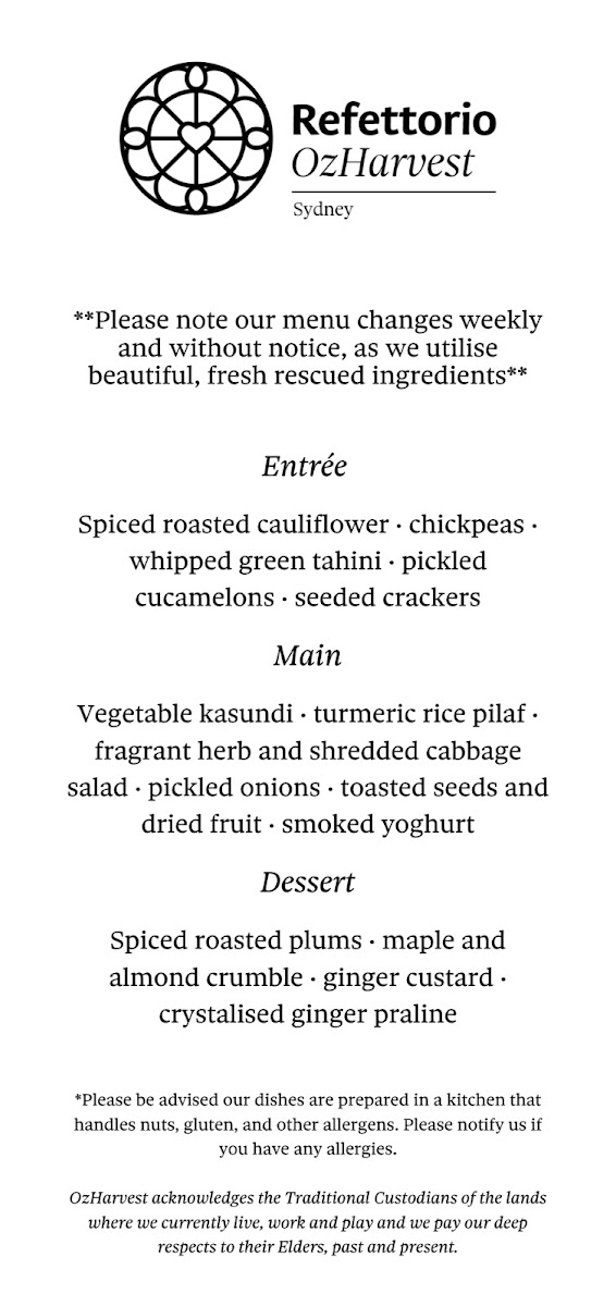 Refettorio Ozharvest Sydney MenuMenu Photo 10