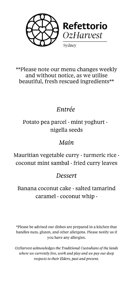 Refettorio Ozharvest Sydney MenuMenu Photo 6