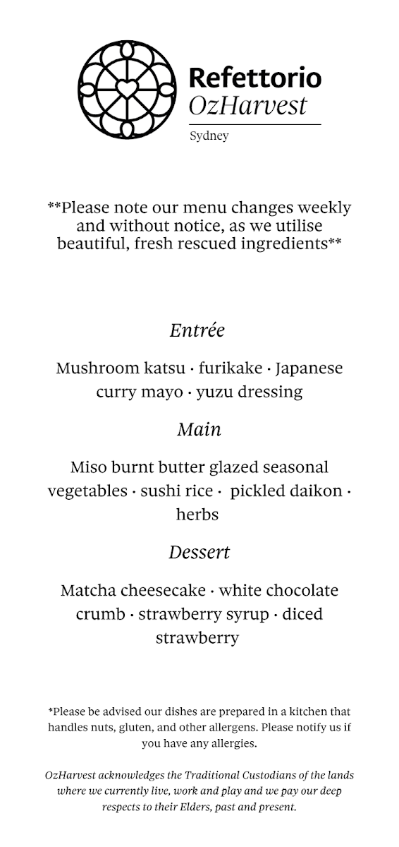 Refettorio Ozharvest Sydney MenuMenu Photo 7