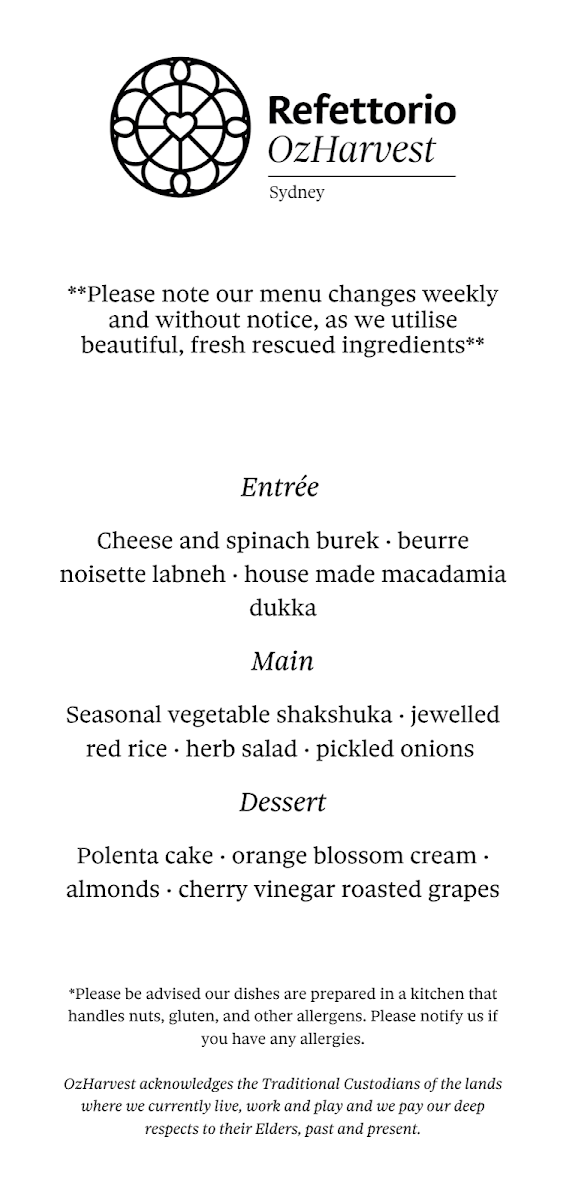 Refettorio Ozharvest Sydney MenuMenu Photo 8