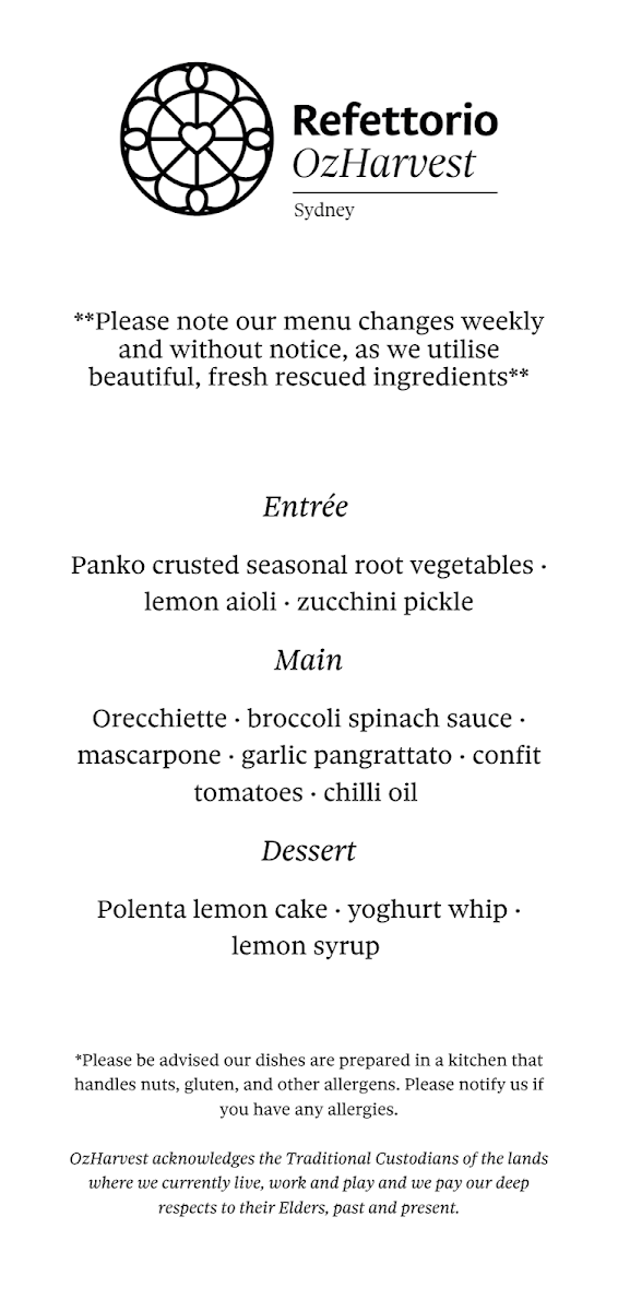 Refettorio Ozharvest Sydney MenuMenu Photo 9