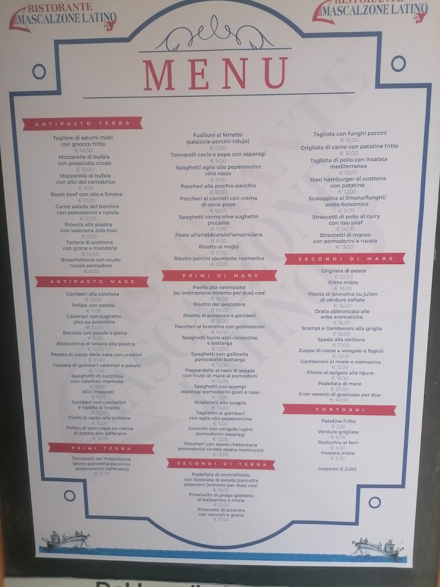 Ristorante Mascalzone Latino 1 Menu Photo 3