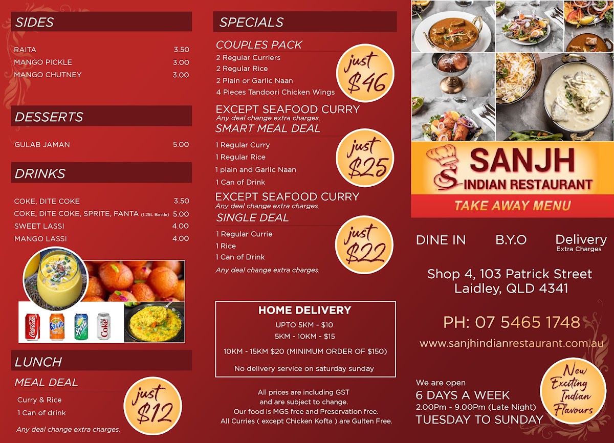 Sanjh Indian Restaurant Menu Photo 2
