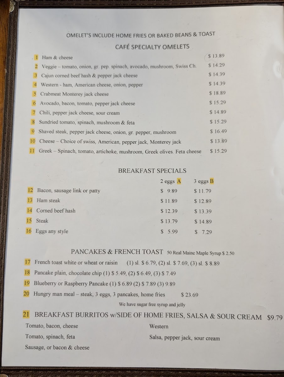 Sue's Cobscook Bay Cafe Menu Menu Photo 3
