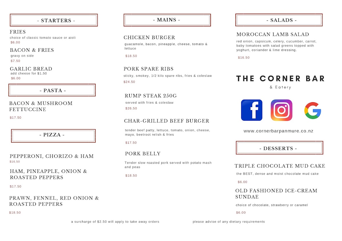 The Corner Bar And Eatery Menu Photo 2