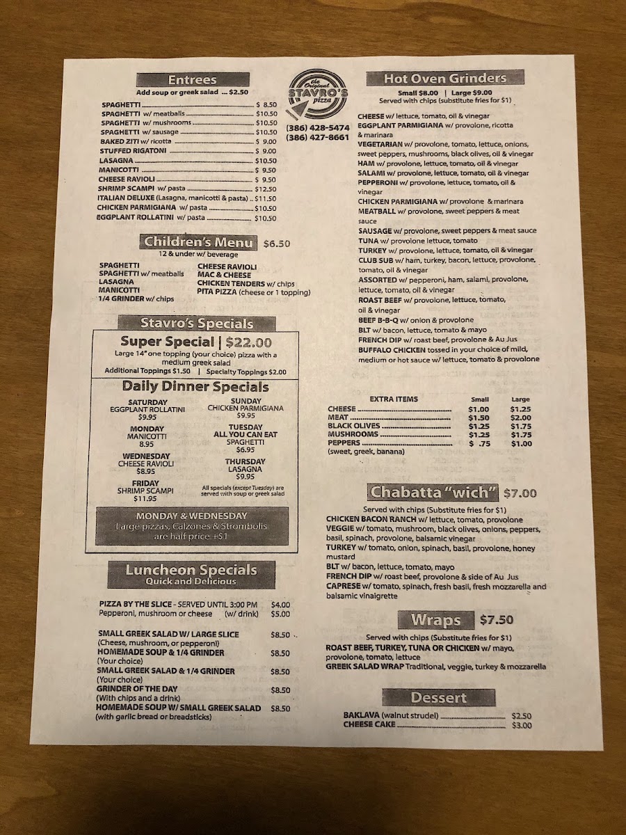The Original Stavro's Pizza Menu Photo 3