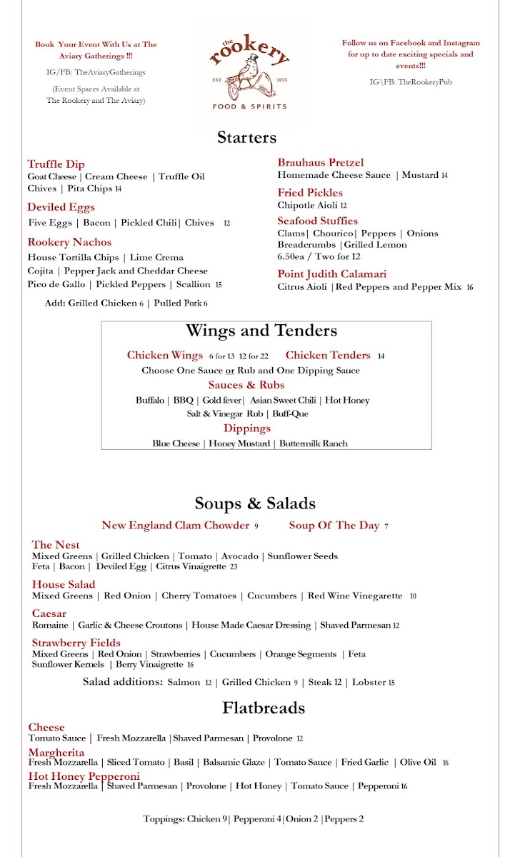 The Rookery Pub Menu Photo 2
