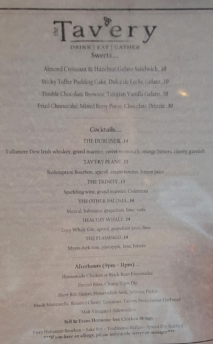 The Tav'ery Menu Photo 2