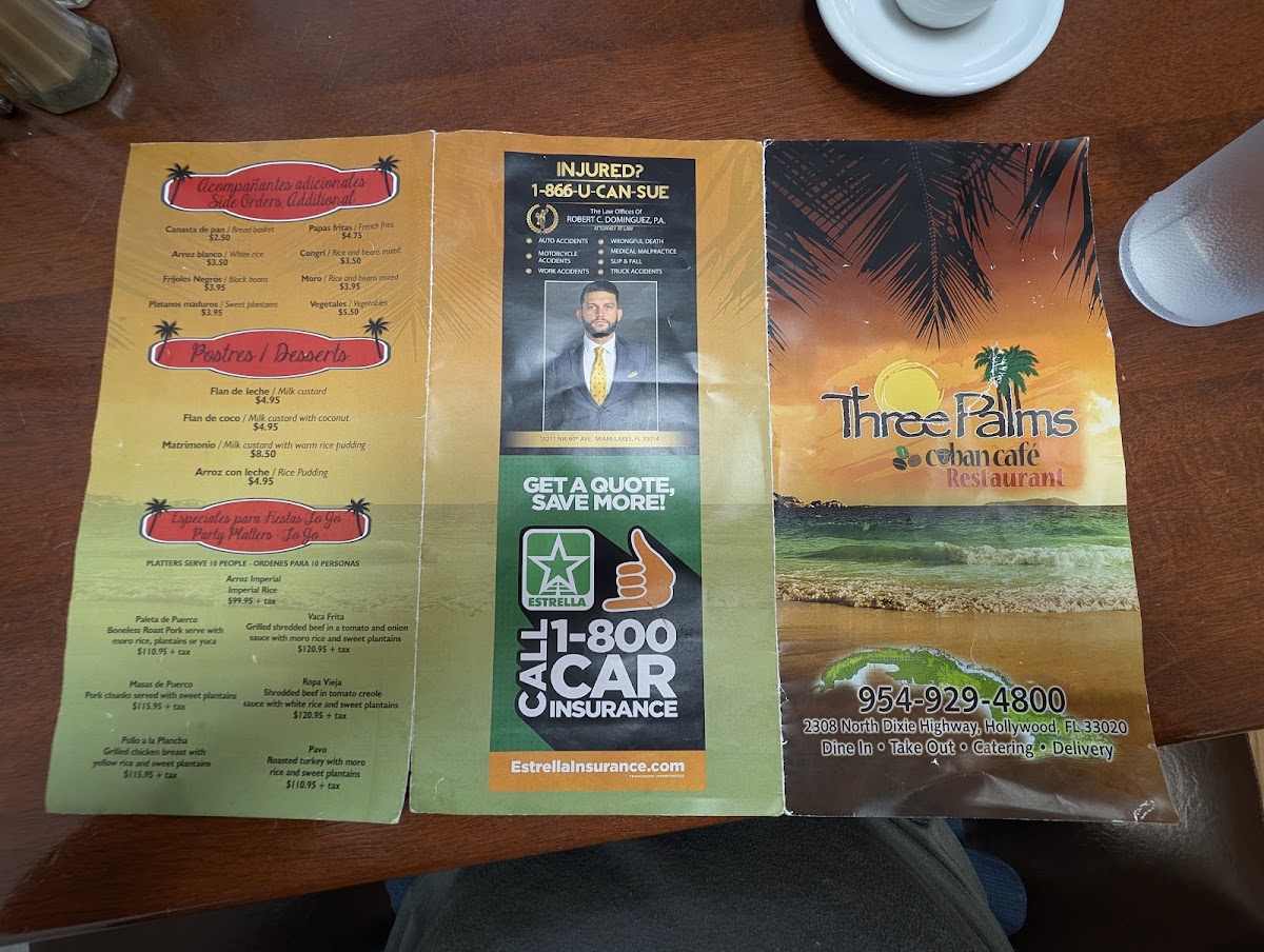 Three Palms Cuban Cafe Hollywood Menu Photo 2
