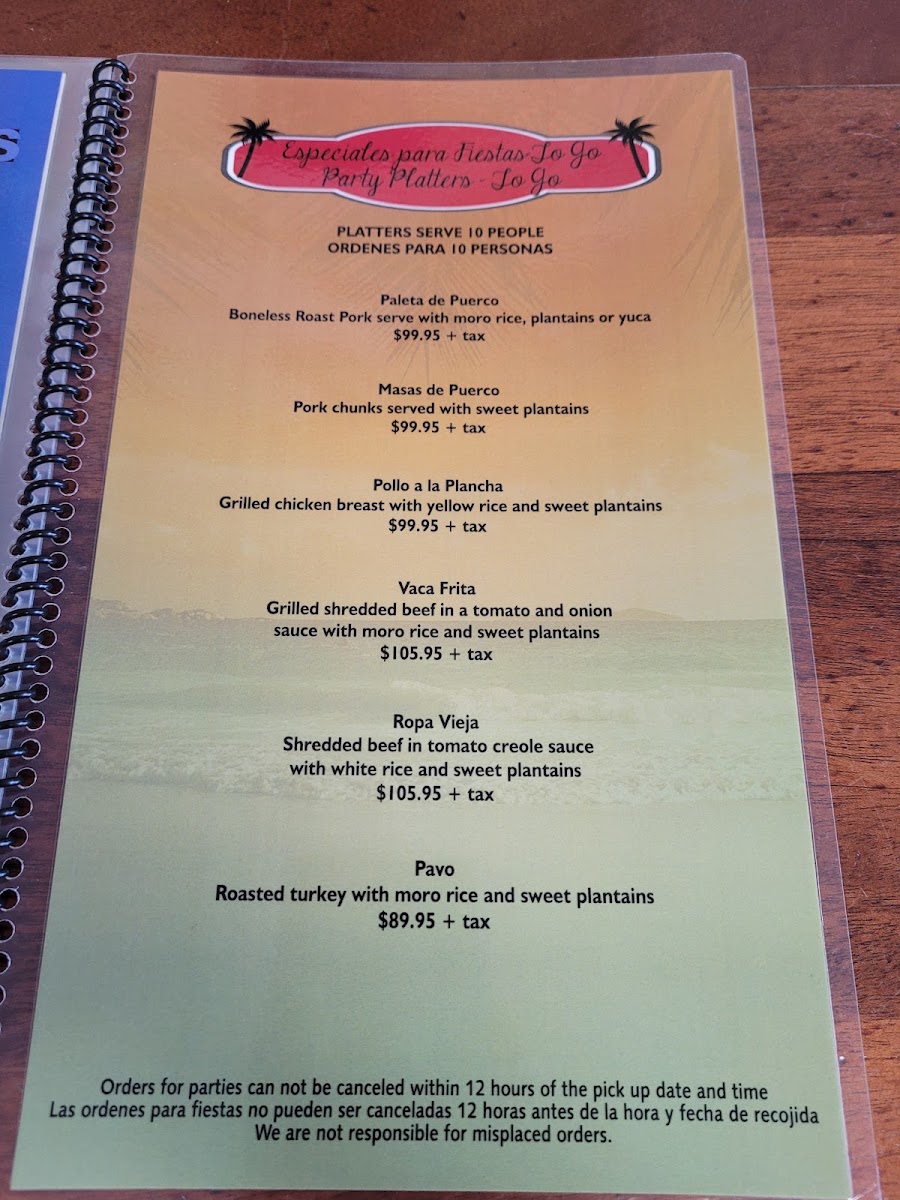 Three Palms Cuban Cafe Hollywood MenuMenu Photo 6