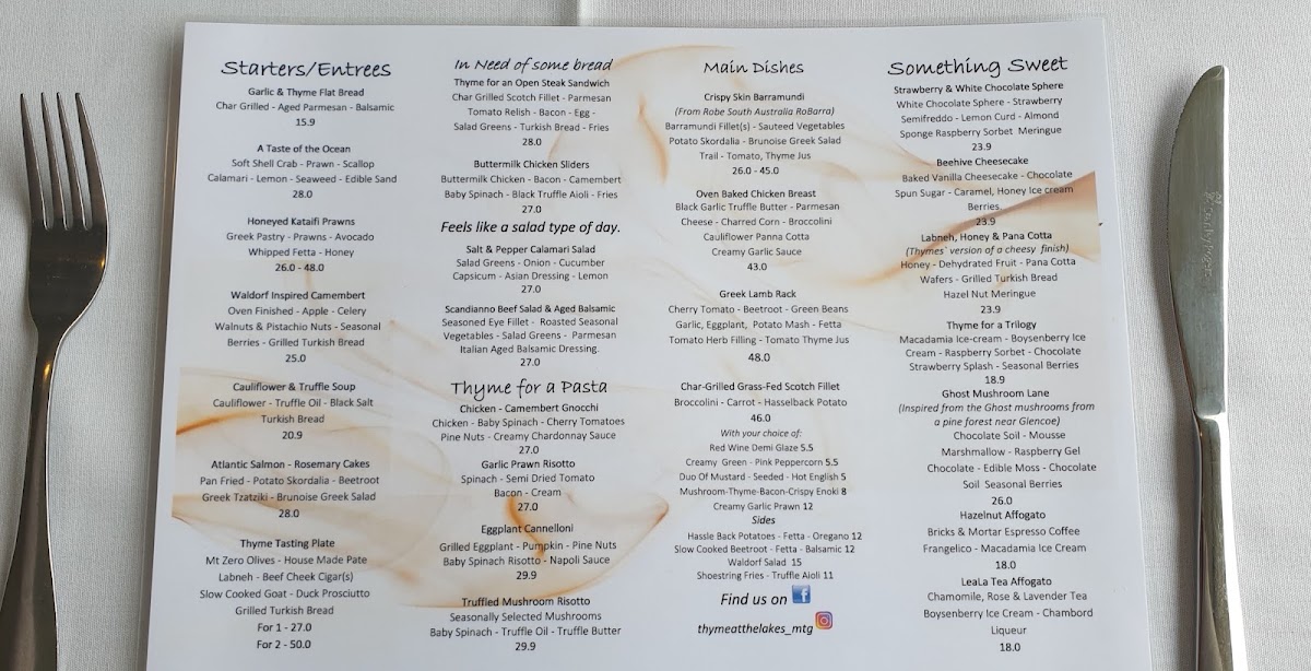 Thyme At The Lakes Menu Photo 3