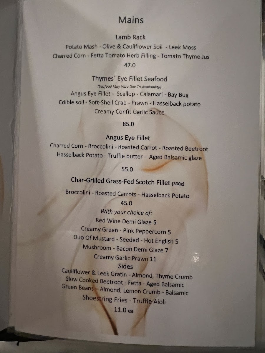 Thyme At The Lakes Menu Photo 4