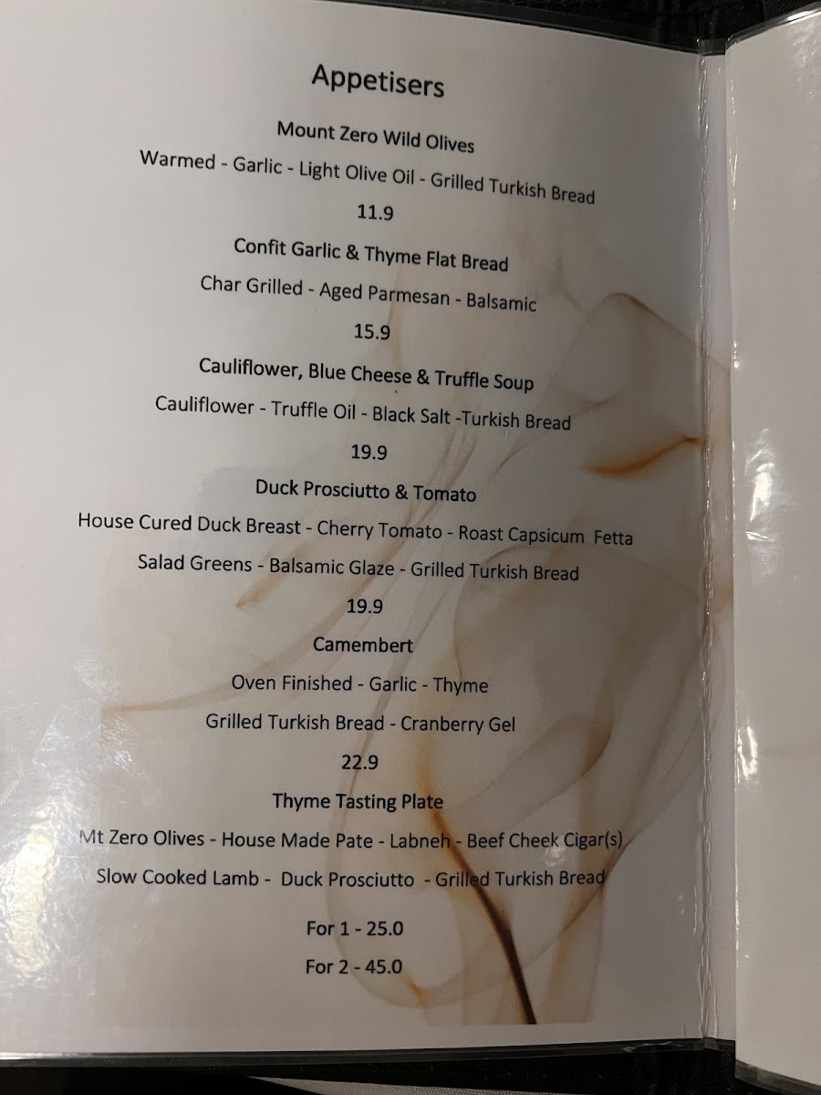 Thyme At The Lakes MenuMenu Photo 6