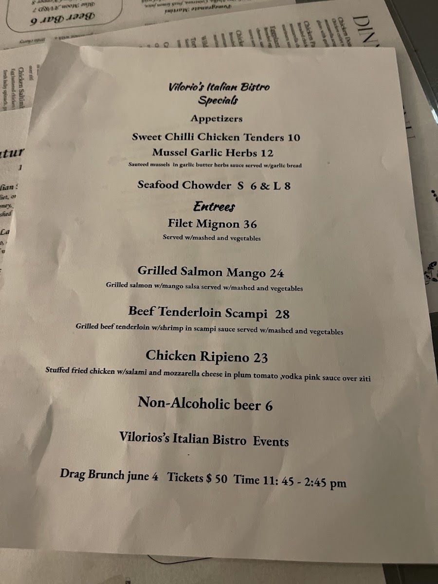 Vilorio’S Italian Bistro Menu Photo 1