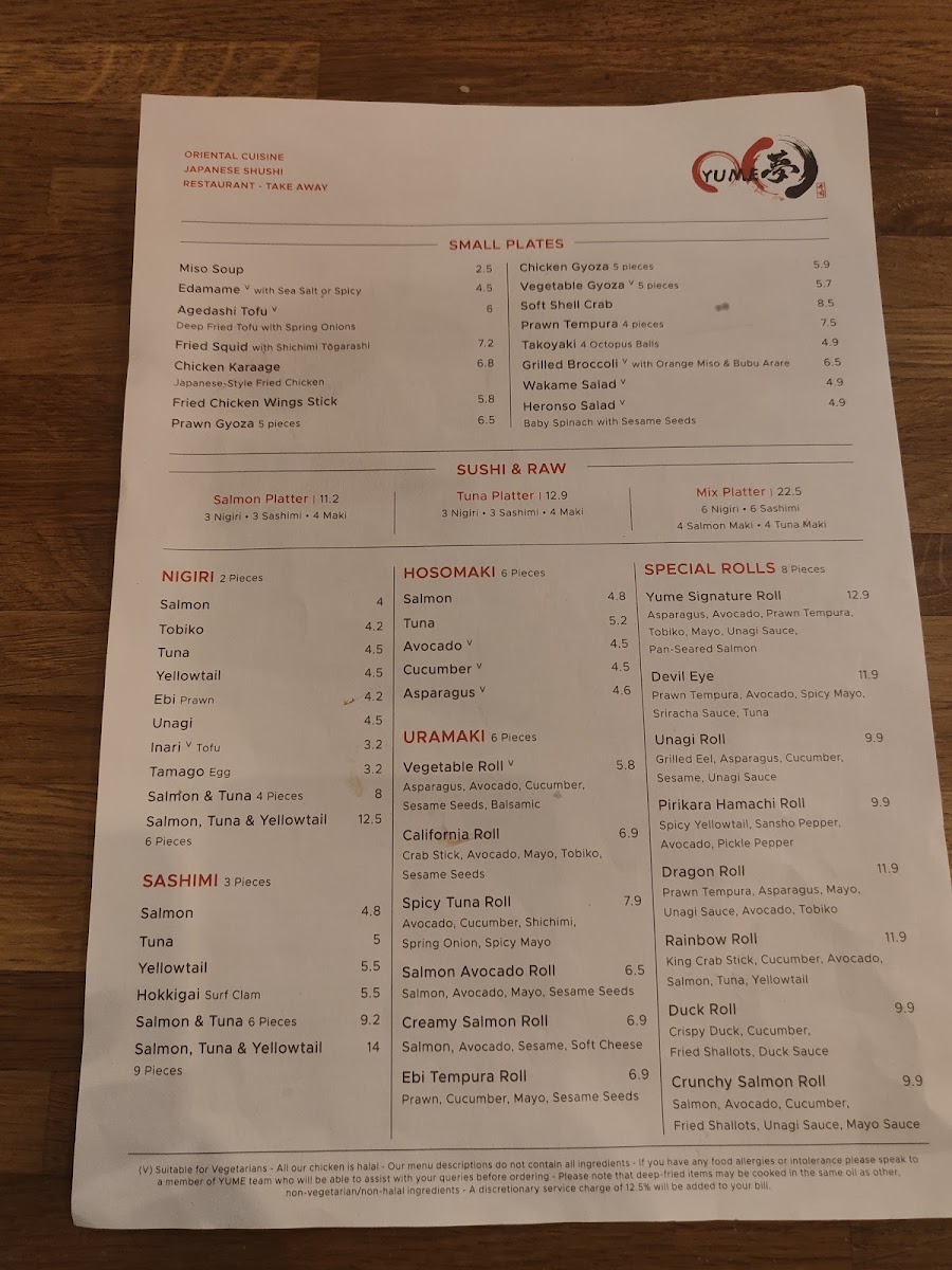 Yume (Sushi Restaurant & Takeaway) MenuMenu Photo 6