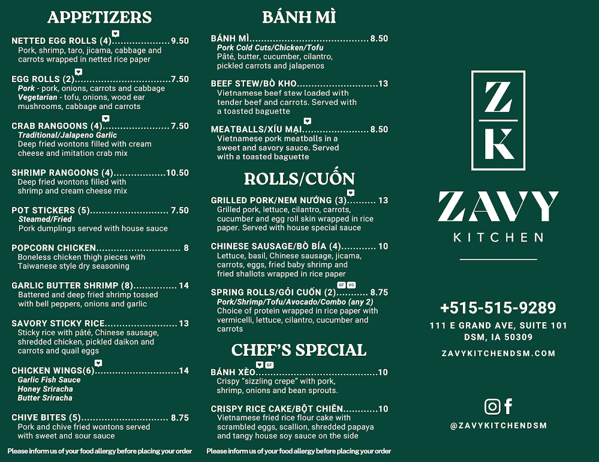 Zavy Kitchen Menu Photo 1